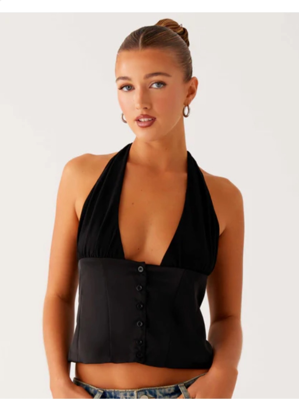 Peppermayo Black Halterneck Corset-Style Camisole